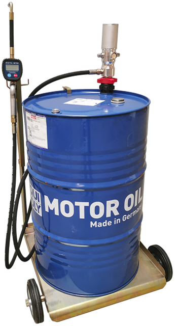 Trolley mounted oil dispenser with digital oils