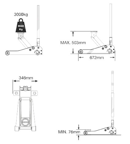 3 Ton low profile turbo lift trolley jack plans
